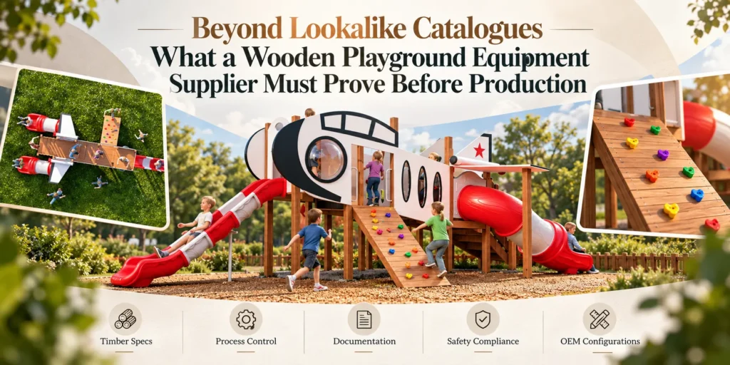 Beyond Lookalike Catalogues What a Wooden Playground Equipment Supplier Must Prove Before Production